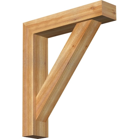 Ekena Millwork Traditional Block Rough Sawn Bracket w/ Offset Brace, Western Red Cedar, 6"W x 28"D x 32"H BKT0604X28X32TRA05RWR